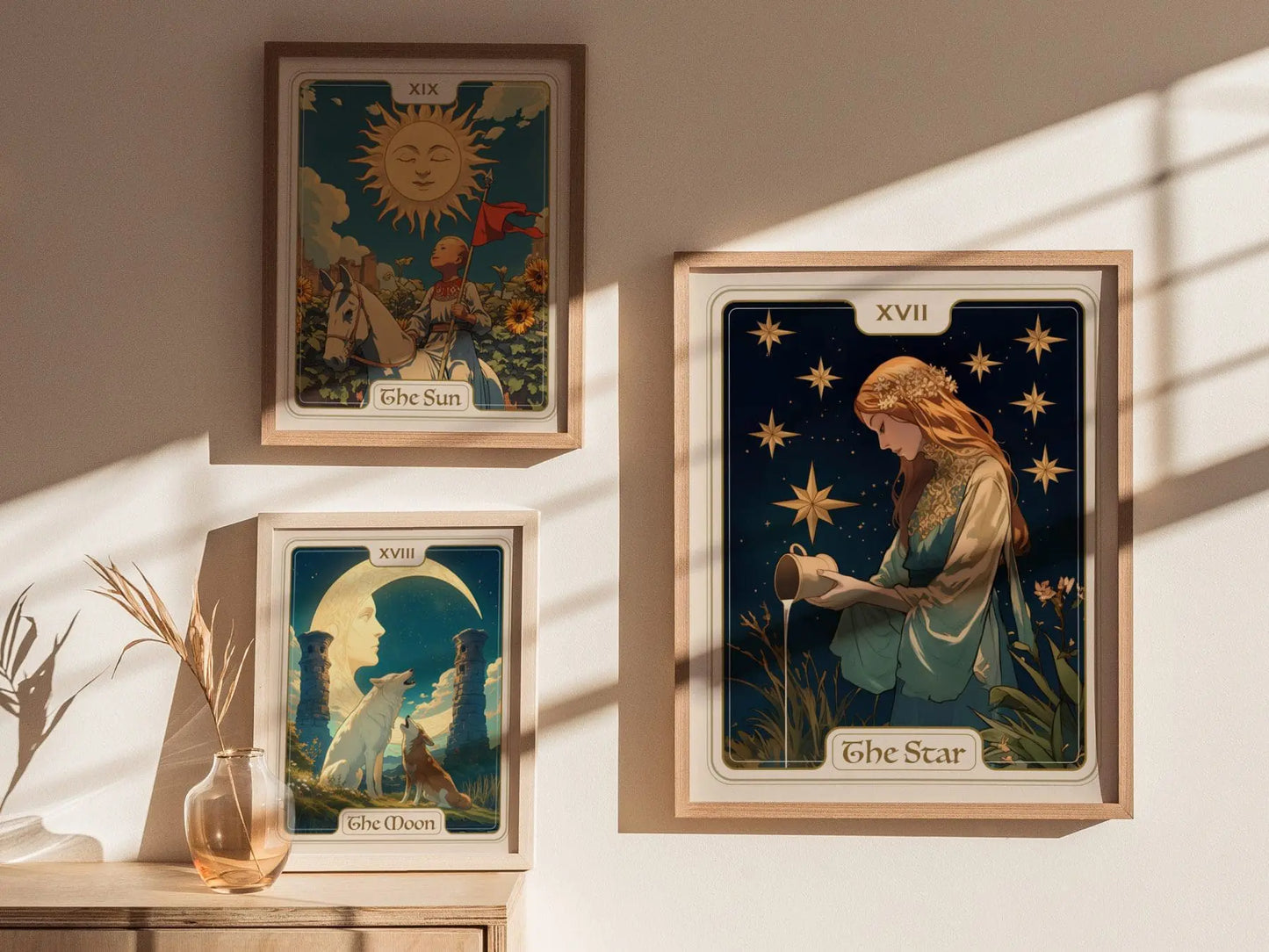 The Star Major Arcana Tarot Card Framed Poster - Rider Waite Artwork Divination Art Nouveau Fortune Dark Academia Design Decor Gift Set