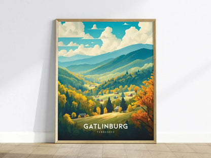 Gatlinburg Poster, Tennessee - Stunning Mountain Scenery, Perfect for Home & Office, Available Framed or Unframed, Home or Airbnb Decor