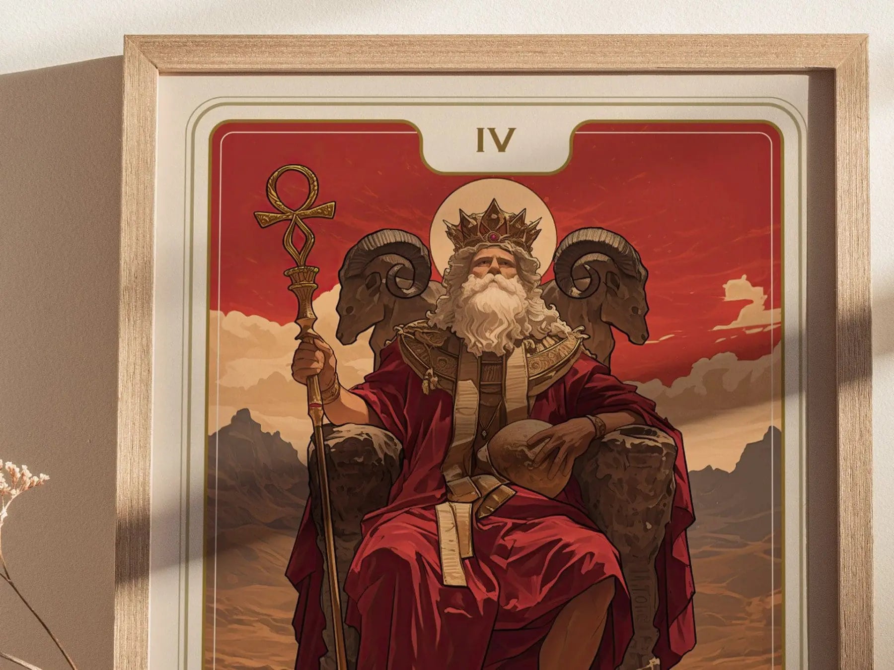 The Emperor Major Arcana IV Tarot Card Framed Poster - Rider Waite Artwork Divination Art Nouveau Wiccan Dark Academia Home Decor Gift Set - Swell Scenes