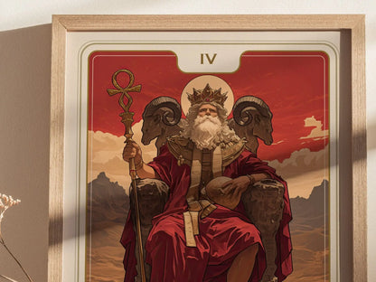 The Emperor Major Arcana IV Tarot Card Framed Poster - Rider Waite Artwork Divination Art Nouveau Wiccan Dark Academia Home Decor Gift Set - Swell Scenes