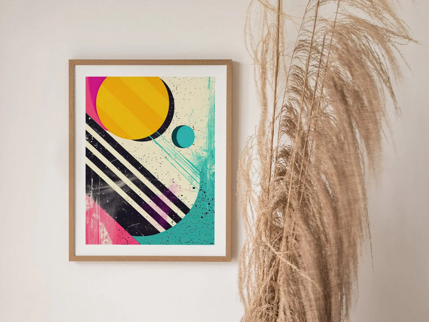 1980s Style Vintage Abstract Shapes 01, Contemporary Art Framed Poster, Eighties Wall Art Series, 80s Retro Design Modern Home Decor Set