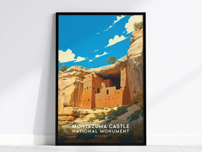 Montezuma Castle National Monument Poster - Arizona Ancient Cliff Dwelling Art, Perfect for History Buffs, Available Framed or Unframed Art