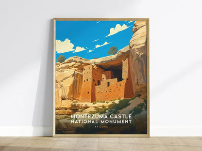 Montezuma Castle National Monument Poster - Arizona Ancient Cliff Dwelling Art, Perfect for History Buffs, Available Framed or Unframed Art