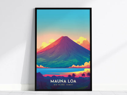 Mauna Loa Volcano Poster, Big Island Hawaii Landscape, Framed/Unframed Nature Art, Hawaiian Volcano Print, Island Adventure Decor Wall Art