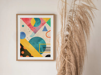 1990s Vintage Style Abstract Art 02, 90s Retrowave Design Series, Nineties Contemporary Art Framed Poster, Retro Modern Artwork Home Decor