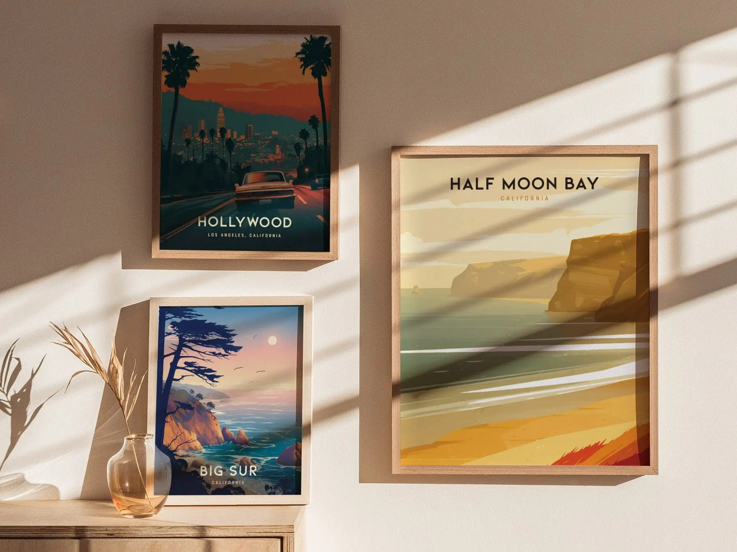 Half Moon Bay, California Poster - Coastal Scenery Art, Perfect for Beach Lovers, Available Framed or Unframed, West Coast Home Decor