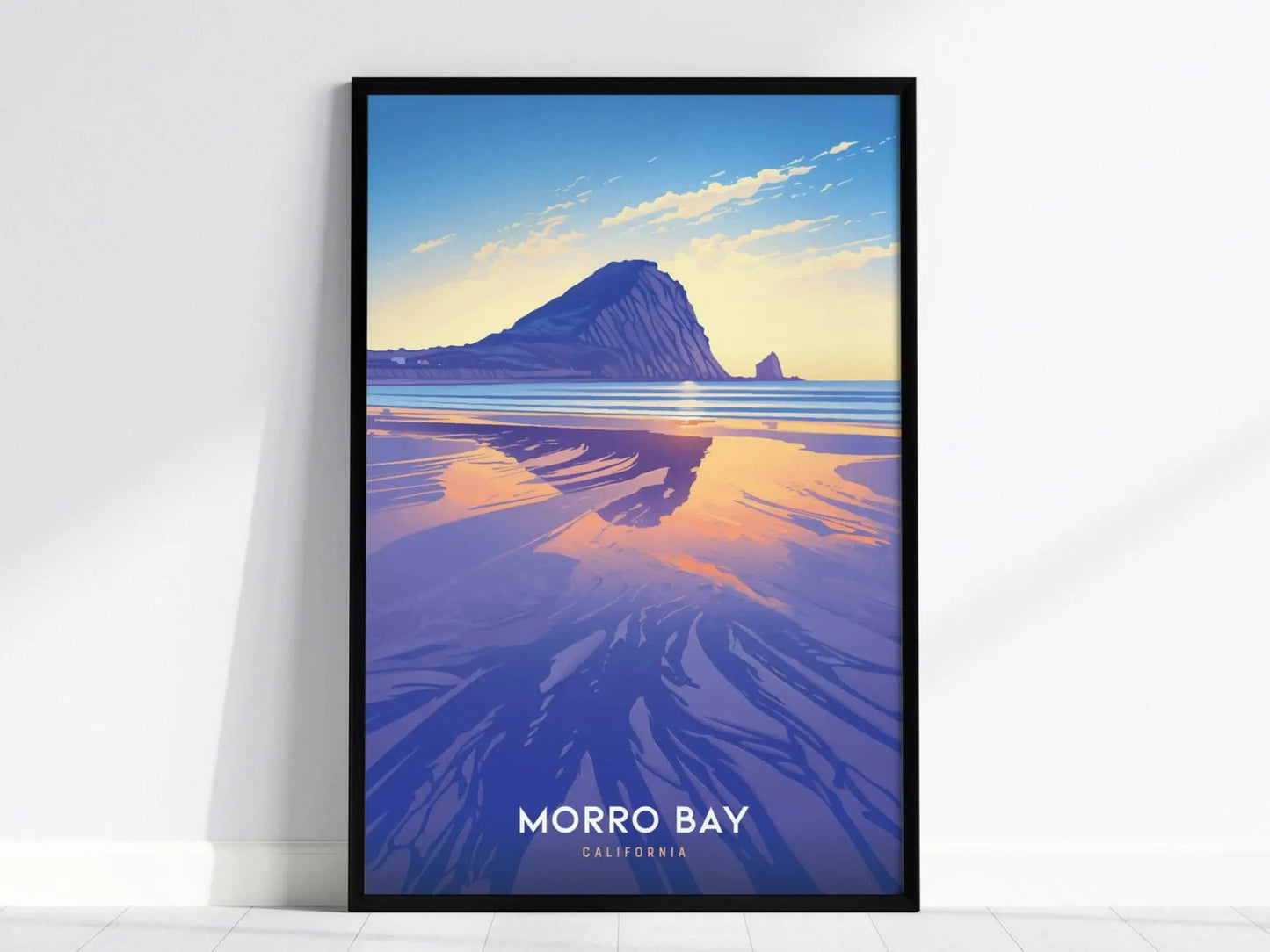 Morro Bay, California Poster - Serene Coastal Landscape, Perfect for Beach Enthusiasts, Available Framed or Unframed, West Coast Home Decor