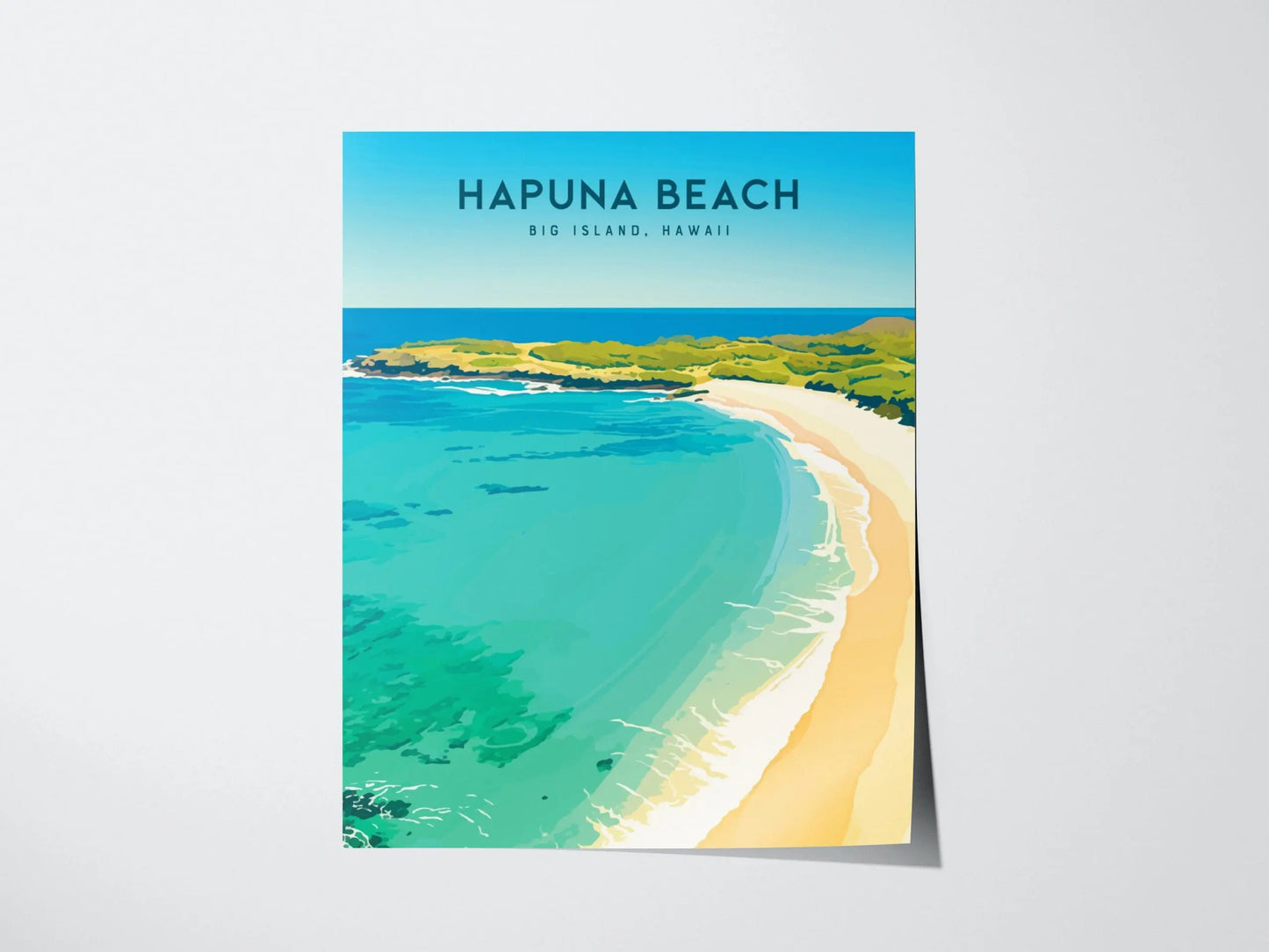 Hapuna Beach, Big Island Hawaii Poster - Tropical Paradise Beach Scene, Framed/Unframed Hawaiian Beachscape, Perfect Coastal Home Decor Gift