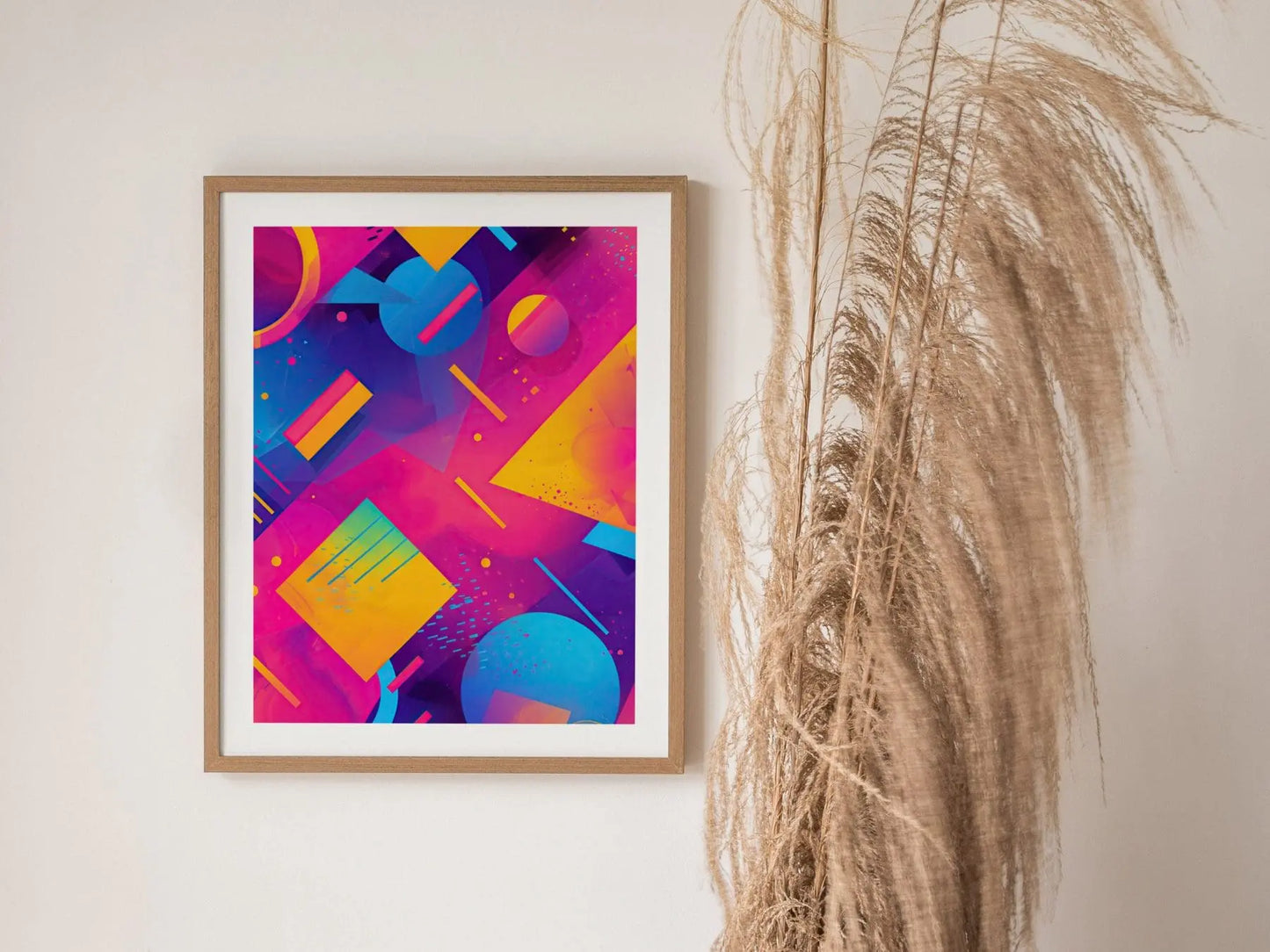 Synthwave 80s Art Framed Poster 03, 90s Retrowave Design Series, College Party Style Abstract Art, Retro Modern Artwork Neon Dorm Decor Set