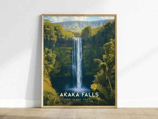 Akaka Falls, Big Island Hawaii Poster - Lush Waterfall Scenic Print, Framed/Unframed, Ideal Gift for Nature Lovers, Coastal Home Decor