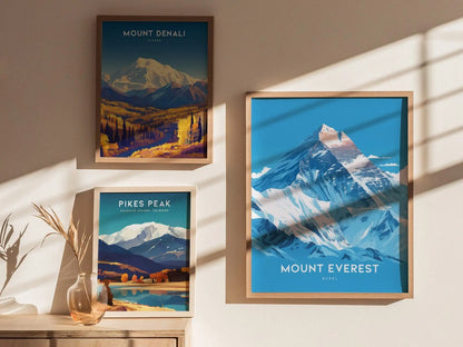 Mount Everest, Nepal Poster - Majestic Mountain Landscape, Framed/Unframed, Perfect Gift for Climbers and Adventurers, Unique Airbnb Decor