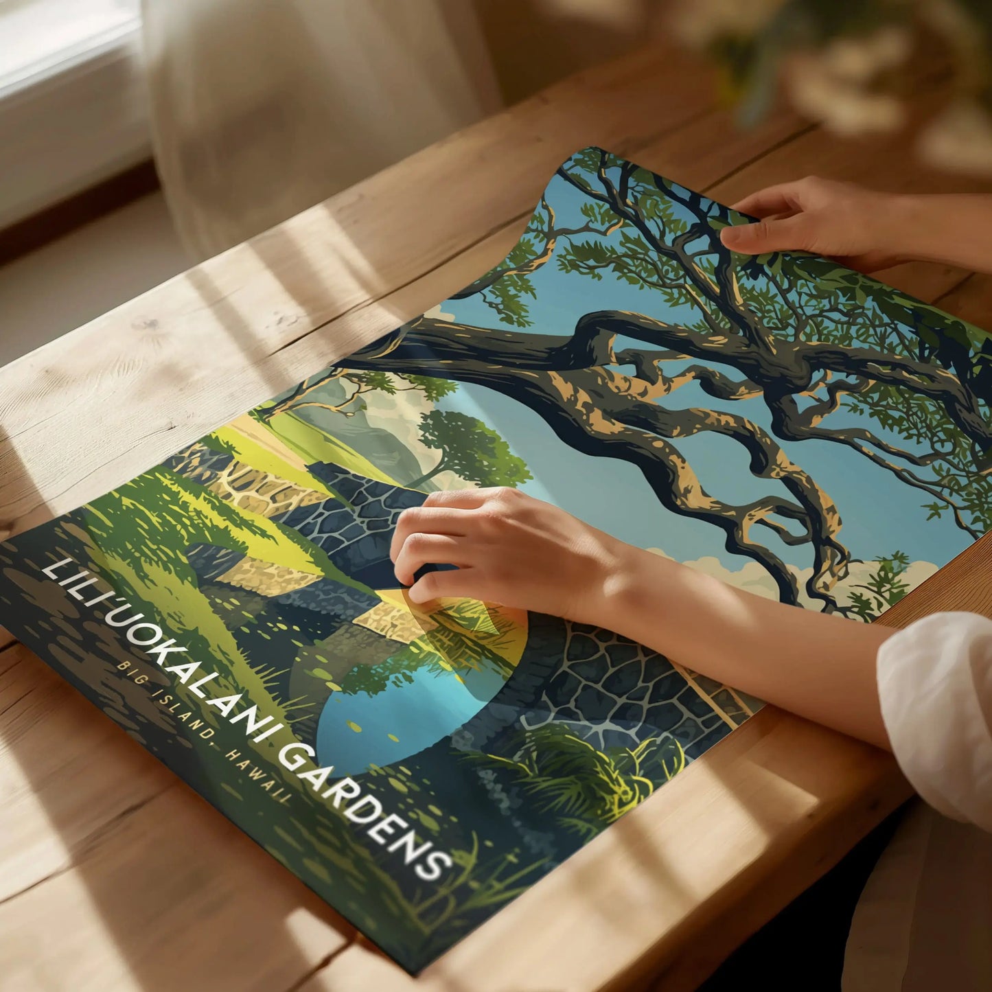 Lili'uokalani Gardens, Big Island Hawaii Poster - Serene Japanese Gardens, Ideal for Home Decor and Wedding Gifts, Anniversary Present