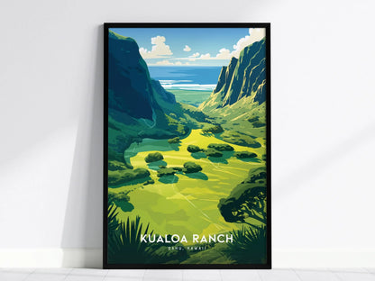 Kualoa Ranch, Oahu Hawaii Poster – Iconic Movie Location Art, Perfect for Jurassic Park & Lost Fans, Unique Oahu Wedding Gift, Jurassic Park