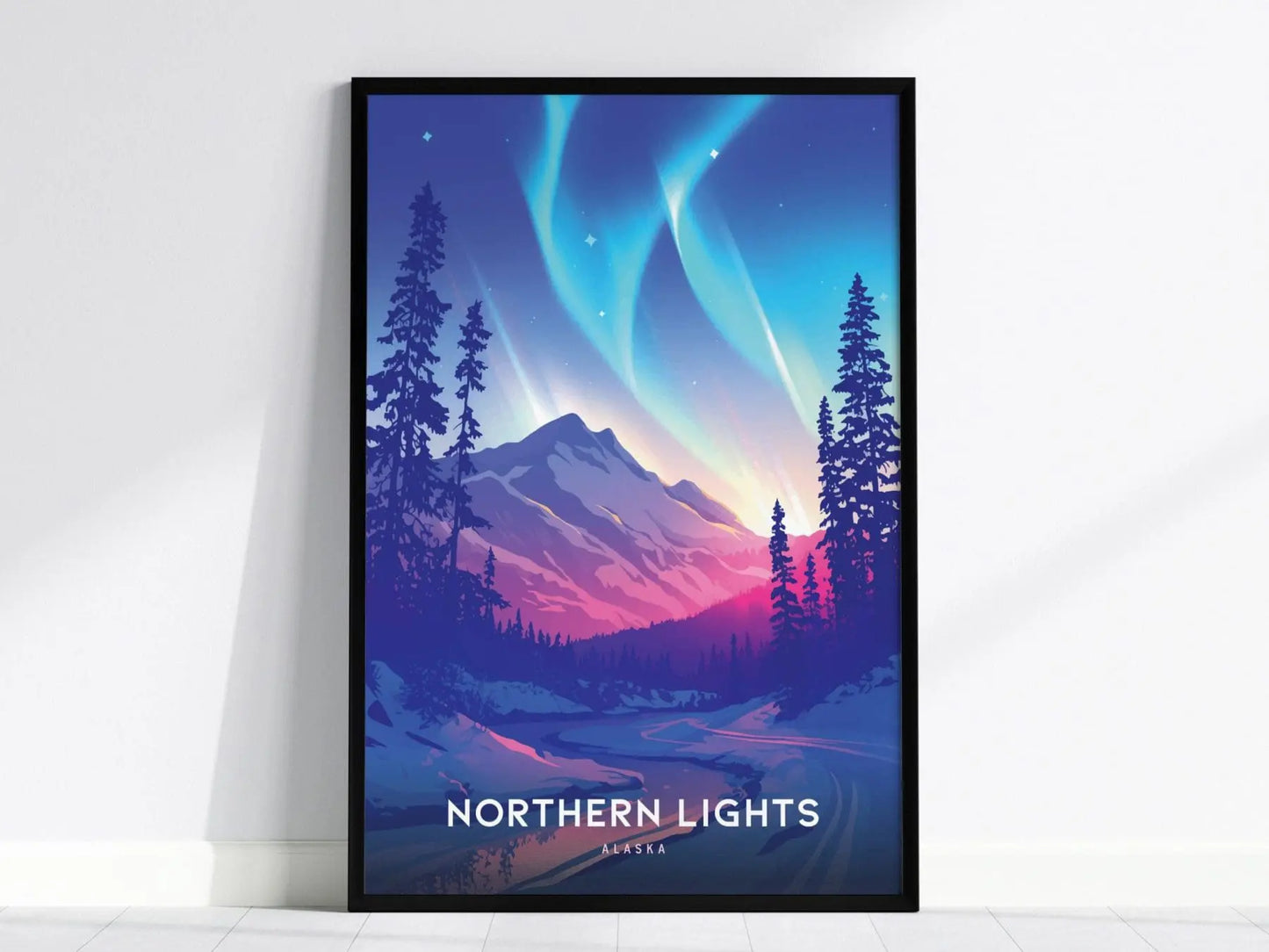 Northern Lights, Alaska Poster - Spectacular Aurora Borealis Display, Framed/Unframed, Ideal for Nature Lovers and Travelers, Home Decor