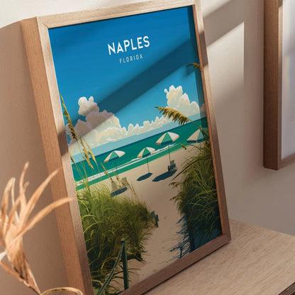 Naples Florida Beach View Poster – Framed/Unframed, Perfect Wall Art for Home & Office, Ideal Gift for Beach Lovers, Naples Pier Gift