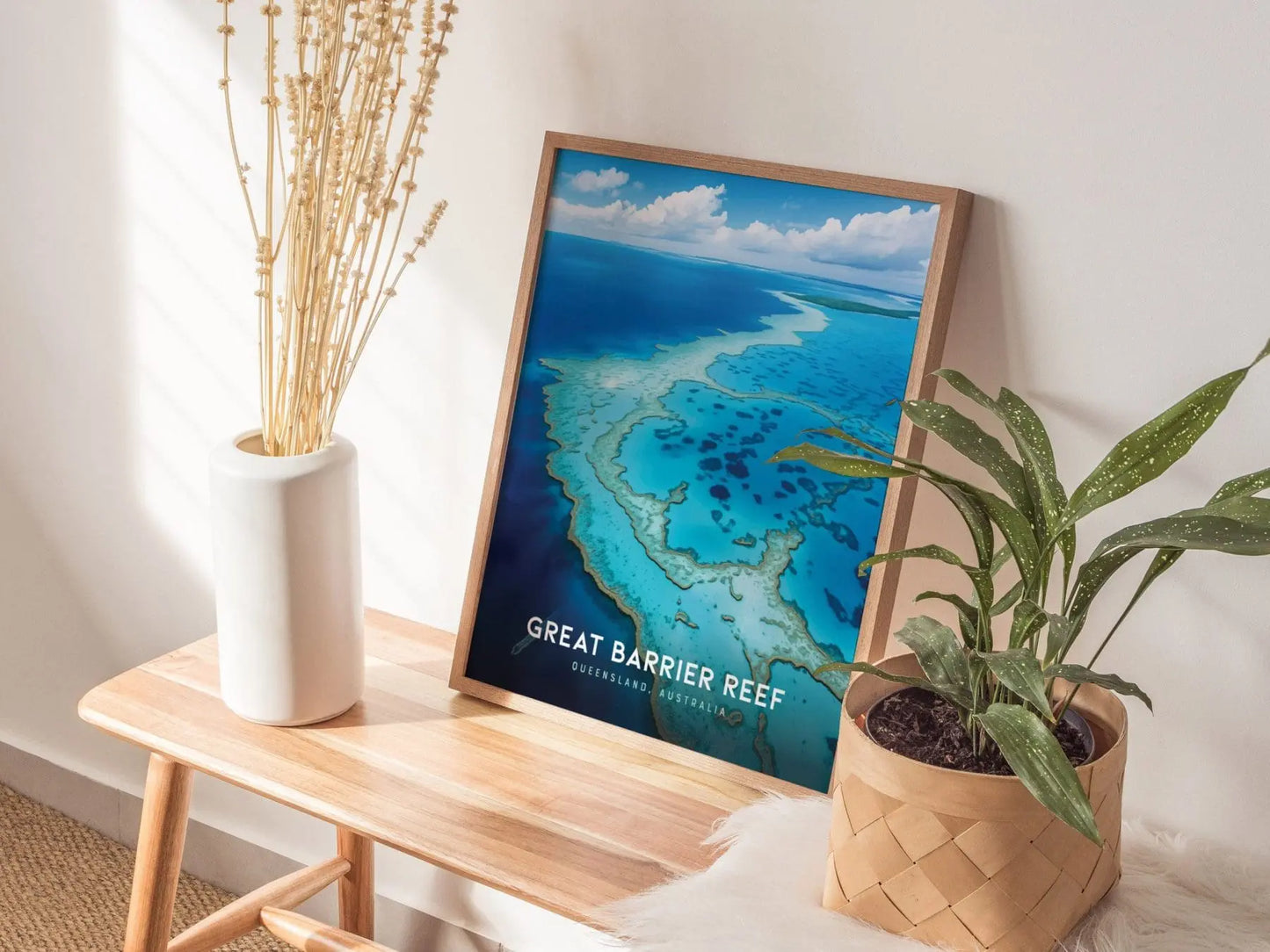 Great Barrier Reef, Australia Poster - Vibrant Coral Seascape, Available Framed/Unframed, Ideal for Marine Life Enthusiasts, Home Wall Decor