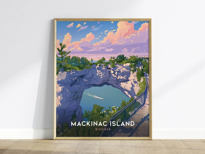 Mackinac Island Poster, Michigan - Stunning View from Arch Rock, Perfect Wall Art for Home or Office, Available Framed/Unframed, Home Decor