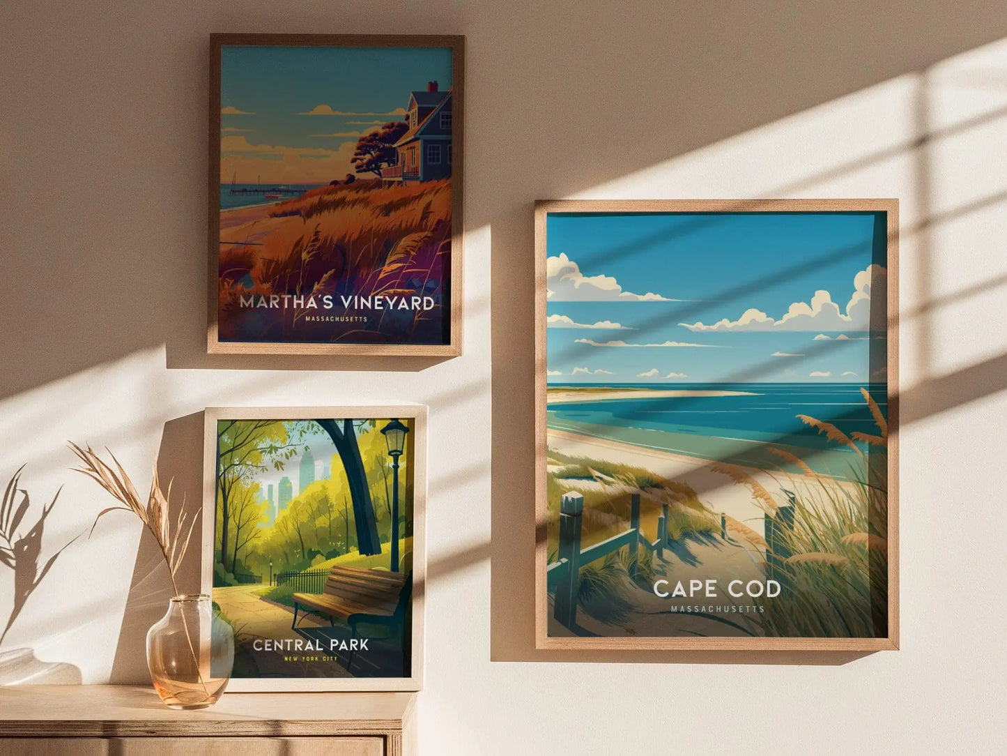 Cape Cod Travel Poster, Massachusetts - Beautiful Beach Scene, Ideal Coastal Wall Art, Available Framed or Unframed, Coastal Wall Art Decor