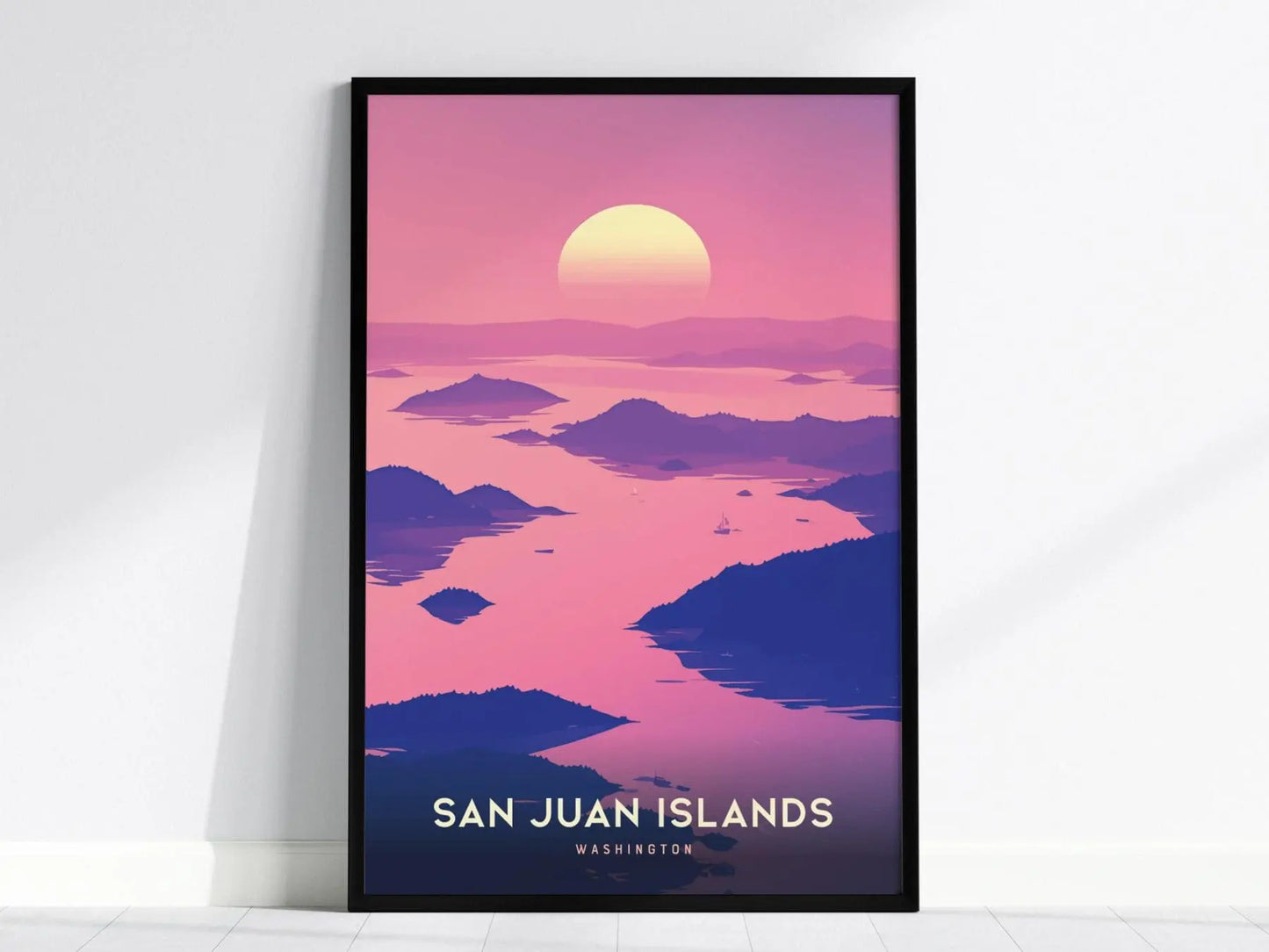 San Juan Islands, Washington Poster - Serene Coastal Scene, Available Framed or Unframed, Perfect for Home and Office Decor, Home Wall Art