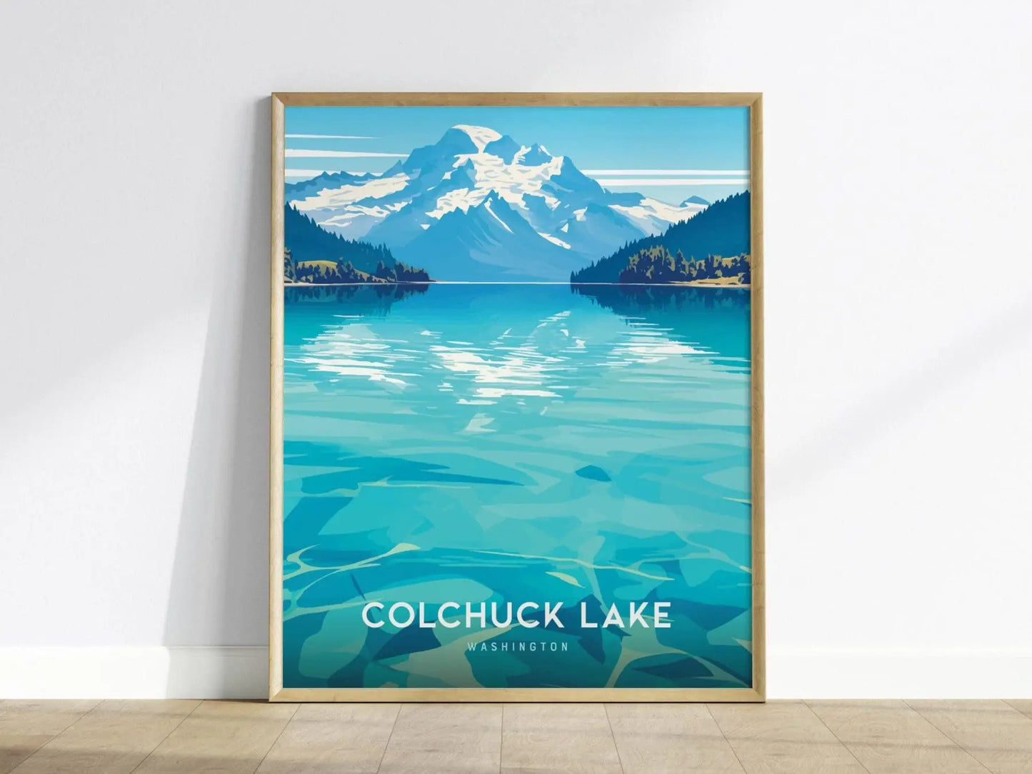 Colchuck Lake, Washington Poster - Turquoise Waters & Dragontail Peak, Available Framed/Unframed, Ideal for Nature Lovers, Pacific Northwest