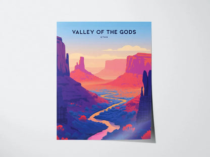 Valley of the Gods Poster, Utah - Majestic Desert Landscape, Ideal for Nature Lovers, Available Framed or Unframed, Airbnb Home Decor