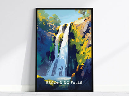 Escondido Falls, California Poster - Lush Waterfall Scenery Art, Ideal for Nature Lovers, Available Framed or Unframed, Home Wall Art Decor