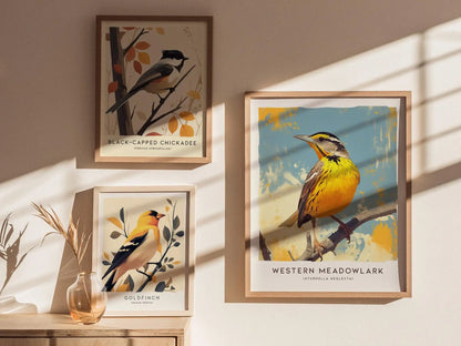 Western Meadowlark Poster - Vibrant State Bird Art, Available Framed/Unframed, Perfect for Birdwatchers and Nature Lovers, Birding Gift