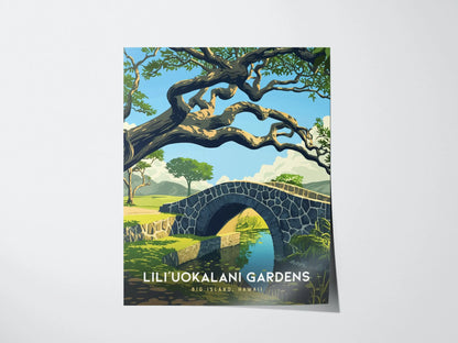 Lili'uokalani Gardens, Big Island Hawaii Poster - Serene Japanese Gardens, Ideal for Home Decor and Wedding Gifts, Anniversary Present