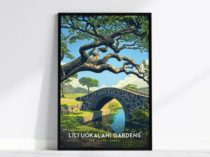 Lili'uokalani Gardens, Big Island Hawaii Poster - Serene Japanese Gardens, Ideal for Home Decor and Wedding Gifts, Anniversary Present