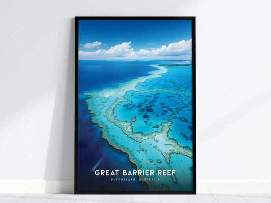 Great Barrier Reef, Australia Poster - Vibrant Coral Seascape, Available Framed/Unframed, Ideal for Marine Life Enthusiasts, Home Wall Decor