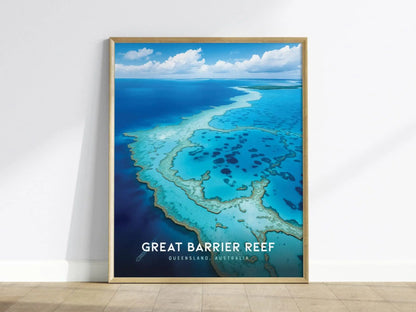 Great Barrier Reef, Australia Poster - Vibrant Coral Seascape, Available Framed/Unframed, Ideal for Marine Life Enthusiasts, Home Wall Decor