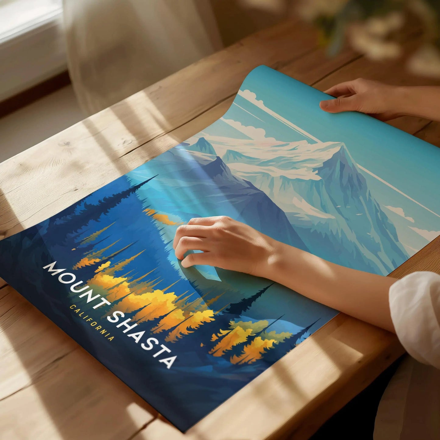 Mount Shasta, California Poster - Majestic Mountain Landscape, Available Framed/Unframed, Perfect for Hikers and Nature Lovers, Home Decor