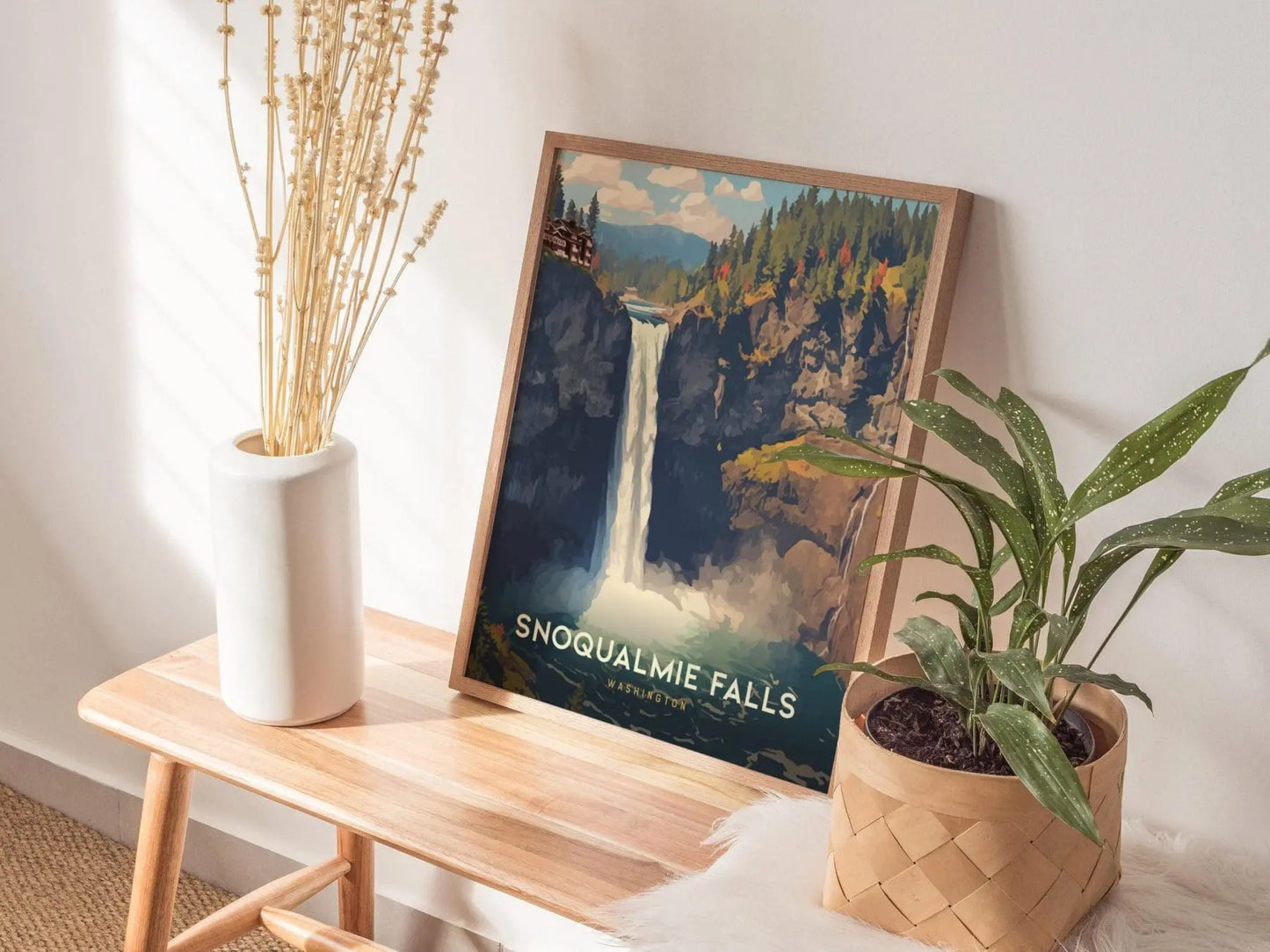 Snoqualmie Falls, Washington Poster - Iconic Waterfall Scene, Available Framed/Unframed, Perfect Twin Peaks TV Show Memorabilia, Home Decor