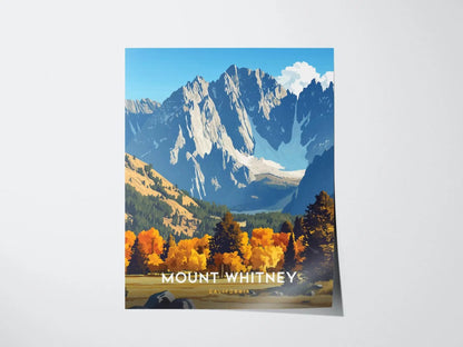 Mount Whitney, California Poster - Majestic Mountain Landscape, Available Framed/Unframed, Ideal for Hikers and Nature Lovers, Airbnb Decor