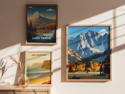 Mount Whitney, California Poster - Majestic Mountain Landscape, Available Framed/Unframed, Ideal for Hikers and Nature Lovers, Airbnb Decor