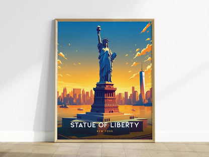 Statue of Liberty, New York Poster - Iconic Freedom Symbol, Available Framed/Unframed, Perfect for History Enthusiasts and Home Decor Art