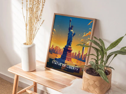 Statue of Liberty, New York Poster - Iconic Freedom Symbol, Available Framed/Unframed, Perfect for History Enthusiasts and Home Decor Art