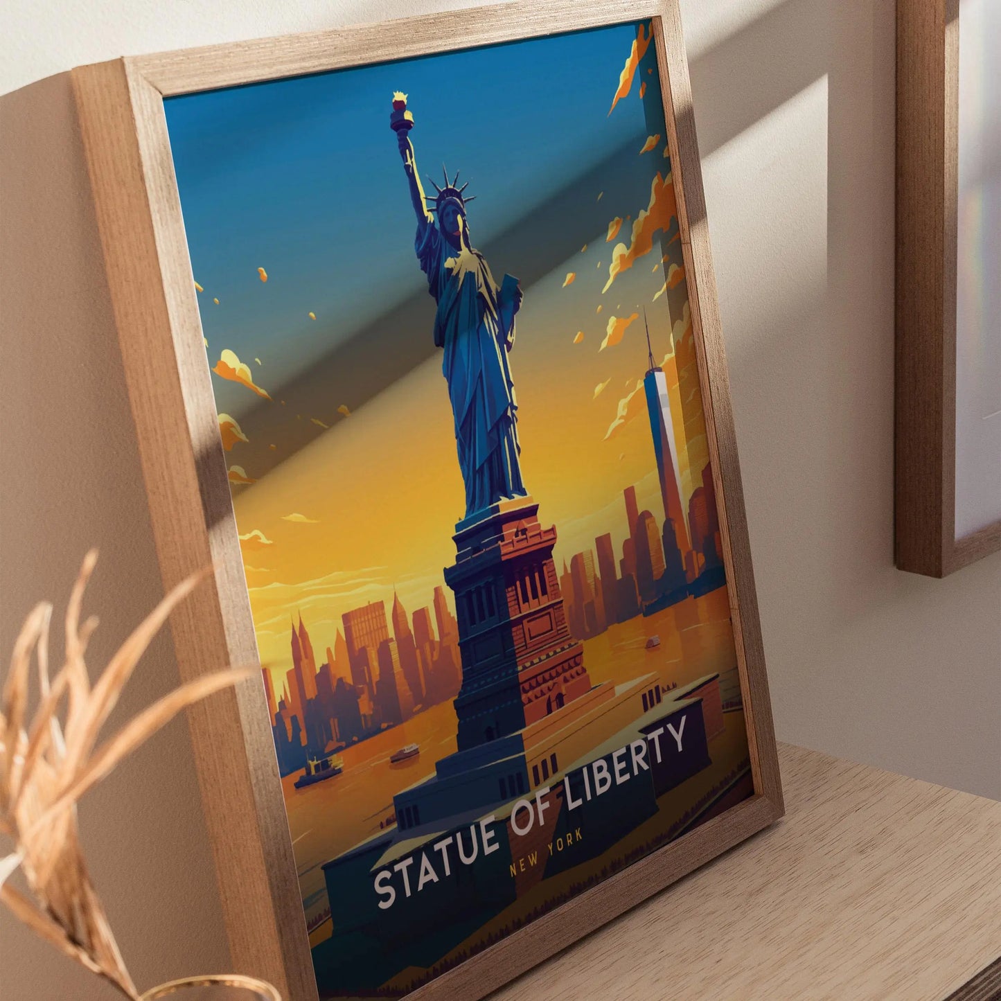 Statue of Liberty, New York Poster - Iconic Freedom Symbol, Available Framed/Unframed, Perfect for History Enthusiasts and Home Decor Art