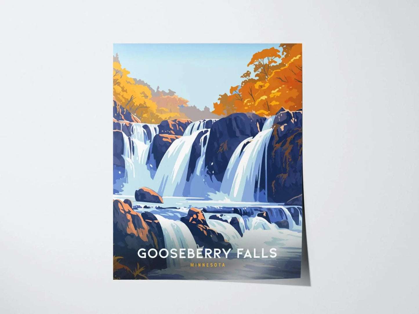 Gooseberry Falls, Minnesota Poster - Framed/Unframed, Scenic Waterfall Landscape Print, Perfect Gift for Hikers and Nature Lovers, MN Decor