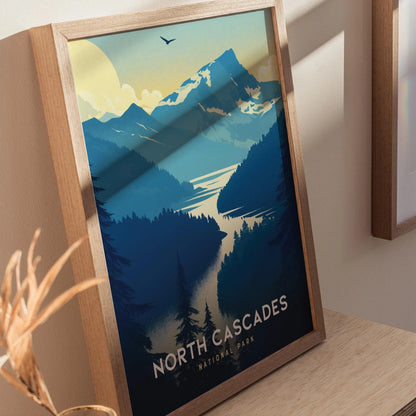 North Cascades National Park, Washington Poster - Diablo Overlook Scenic View, Available Framed/Unframed, Ideal for Nature Enthusiasts