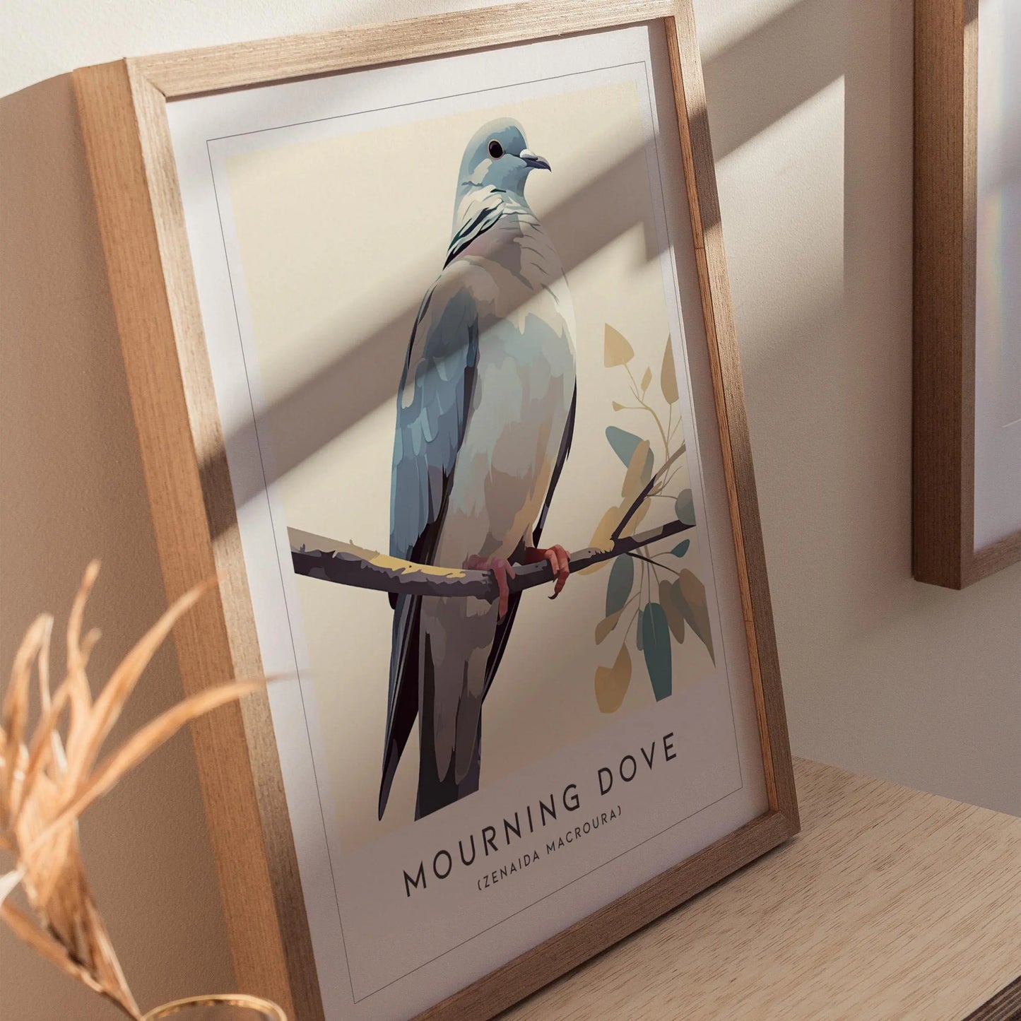 Mourning Dove Framed Bird Poster | Tranquil Avian Audubon Wall Art | Birdwatcher Nature Lover Farm House Cottagecore Home Decor Modern Print