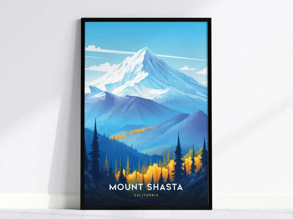 Mount Shasta, California Poster - Majestic Mountain Landscape, Available Framed/Unframed, Perfect for Hikers and Nature Lovers, Home Decor