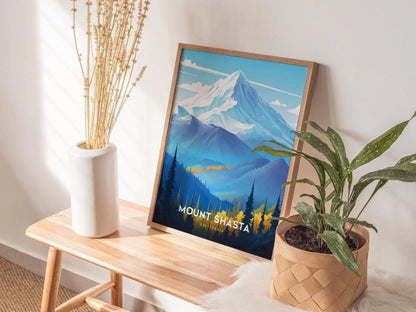 Mount Shasta, California Poster - Majestic Mountain Landscape, Available Framed/Unframed, Perfect for Hikers and Nature Lovers, Home Decor