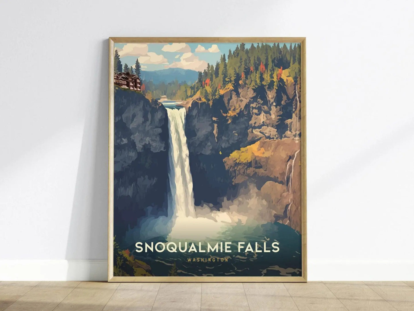 Snoqualmie Falls, Washington Poster - Iconic Waterfall Scene, Available Framed/Unframed, Perfect Twin Peaks TV Show Memorabilia, Home Decor