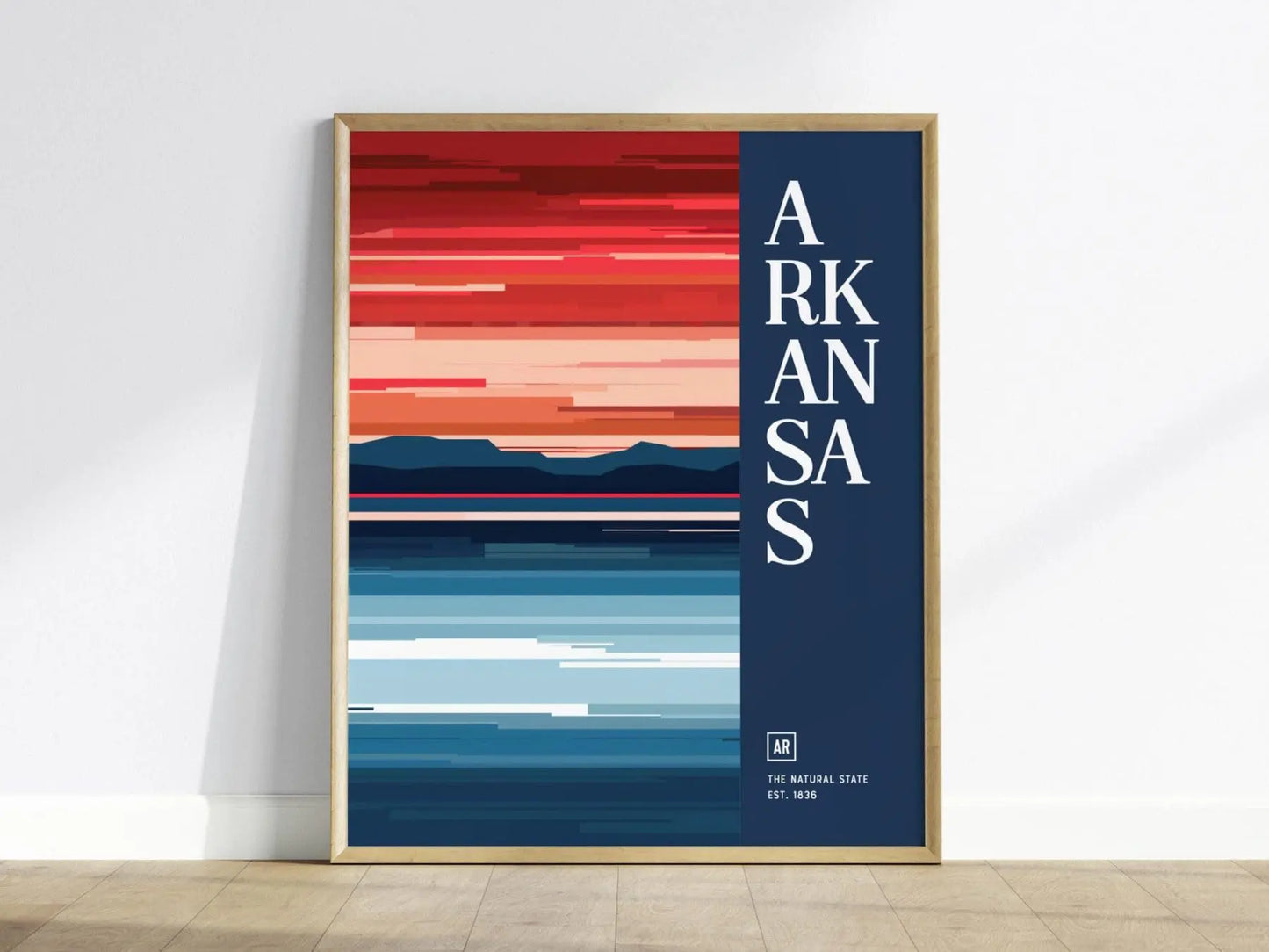 Arkansas, The Natural State Poster - Abstract Colorful Landscape Art, Framed/Unframed, Perfect for Home & Office Decor, Arkansas Decor Gift