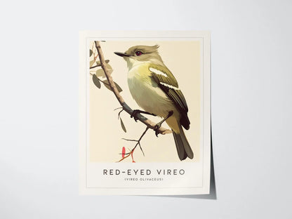 Red-eyed Vireo Framed Bird Poster | Audubon Avian Wall Art Print | Nature Lover Farm House Cottagecore Home Decor