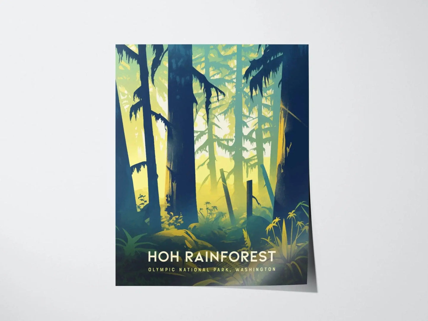 Hoh Rainforest, Olympic National Park Poster - Lush Greenery Scene, Available Framed/Unframed, Perfect gift for hikers, Hoh Forest Souvenir