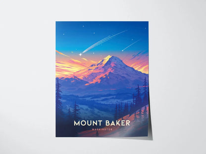 Mount Baker, Washington Poster - Majestic Mountain Landscape, Available Framed/Unframed, Ideal for Hikers and Nature Enthusiasts, Home Decor