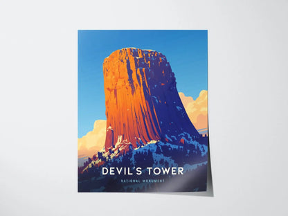 Devil&#39;s Tower National Monument Poster - Iconic Wyoming Landmark, Available Framed/Unframed, Perfect Gift for Hikers and Travelers