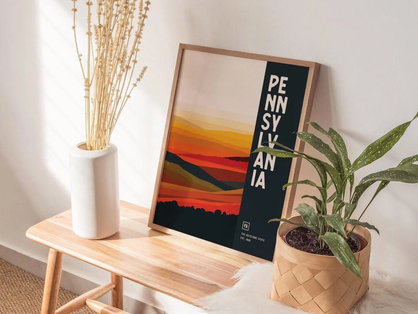 Pennsylvania, The Keystone State Poster - Abstract Fall Landscape, Available Framed/Unframed, Perfect Modern Farmhouse Decor, Office Decor